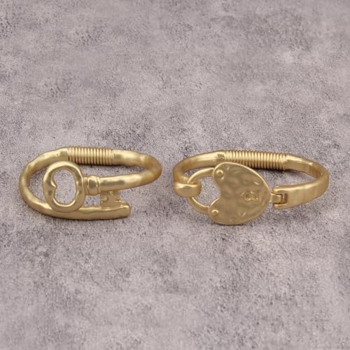 Gold Cuff Bracelet for Women Silver Beaded Bracelets Open Bangle Stackable Stretch Bead Bracelet Boho Jewelry Gifts for Wife Couple - style: Chunky Gold Arm Cuffs Set