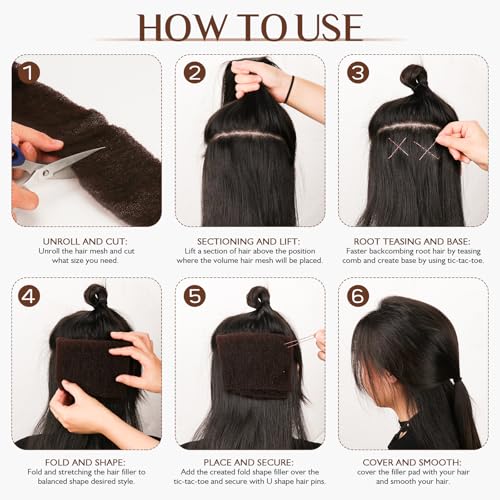 YGQQOY Updo Hair Filler, Padding, Sponge, Donuts, Volume Bumps It Tool and Hairpins, Light Brown - color: Light Brown