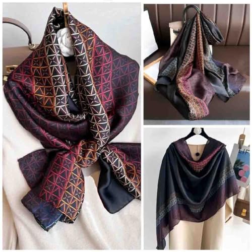 Acotavie Scarfs for Women Dressy Fashion Scarves Long Floral Pattern Scarf Lightweight Sunscreen Shawls - color: C032
