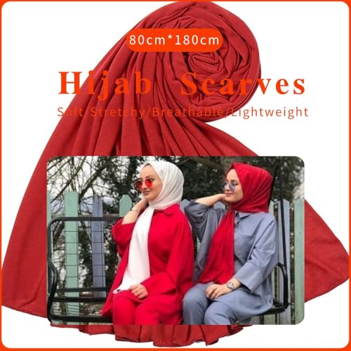Nonbongoy Head Wraps for Black Women Stretch Headwraps Large Hair Wraps Hijab Scarves for Muslim Head Scarf Turban Headbands - color: 1-wine Red Headwrap