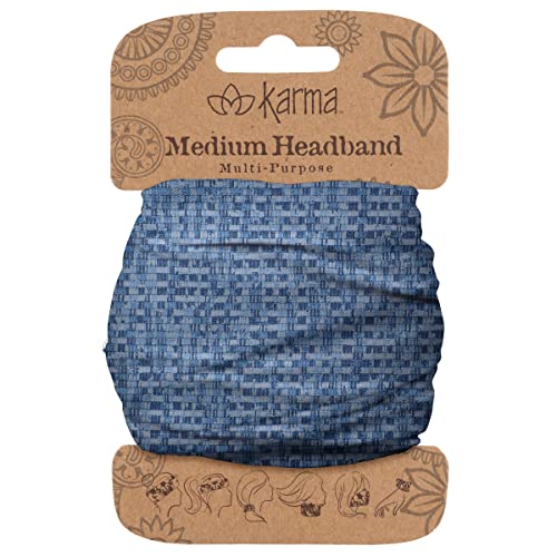 Karma Blue Basket Weave Headband for Women - Medium - Fabric Headband and Stretchy Hair Scarf - Blue - color: Blue Basket Weave, size: 1 Count (Pack of 1)