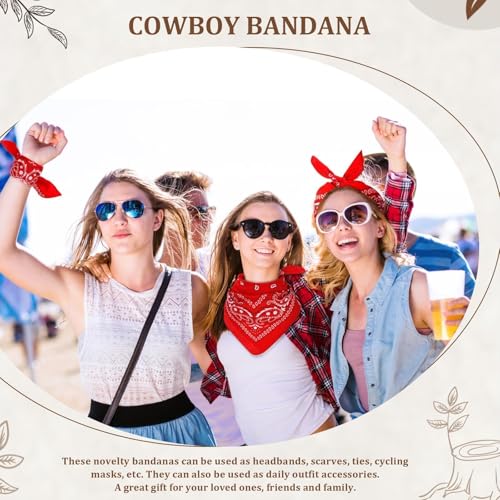 12 Pack Bandanas Unisex Paisley Cowboy Bandanas Bulk Multi Purpose Headband Scarf for Men Women Costume - color: Red, style: Classic