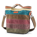 Canvas Handbag Multi-Color Striped Lattice Cross Body Shoulder Purse Bag Tote-Handbag for Women | Striped - style: Casual