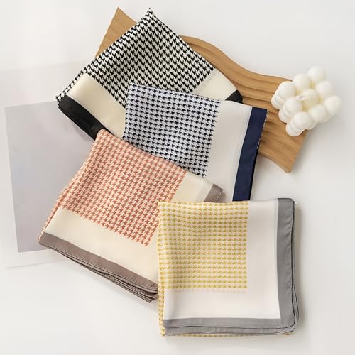 MINIDORA Satin Scarves for Women 27.5 × 27.5 inches Medium Square Elegant Silk Feeling Head Scarf - color: B004-light Orange