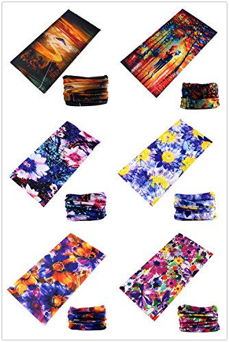 KINREE 6PCS Outdoor Magic Scarf, Elastic Headbands, Headscarves, Headwear, Mask - color: Oil Painting