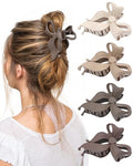 4 PCS Bow Hair Clips Bow Claw Clip for Women, Large Hair Claw Clips for Thin Thick Long Hair Cute Nonslip Bows (Dark khaki+light khaki+Dark Brown+Beige) - color: Dark khaki+light khaki+Dark Brown+Beige