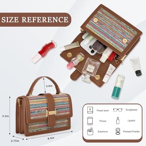 KKXIU Crossbody Bags for Women - Top Handle Purses for Lady, Leather Handbags Shoulder Clutch with Adjustable Shoulder Strap - color: Rainbow
