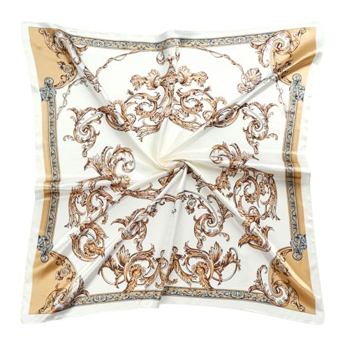 QIUTIMIY 35"x35" Like Silk Head Scarf for Women Satin Feel Large Square Scarf for Hair Wrapping and Sleeping Fashion Bandana - color: (90cm)square Scarf 20