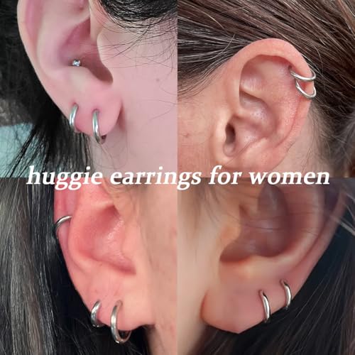 1 Pair 7mm Small Hoop Earrings for Women, 316L Surgical Stainless Steel Huggie Hoop Earrings Hypoallergenic Cartilage Hoop Earrings for Helix Tragus Conch Piercing Jewelry for Women Men(Silver/2.0mm) - color: Silver, size: 7mm (Thickness: 2.0MM)