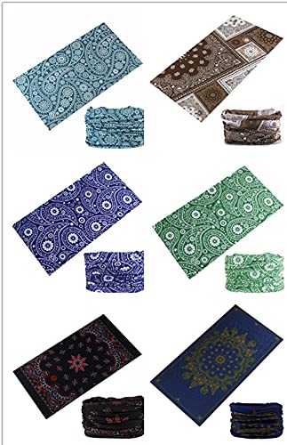 KINREE 6PCS Outdoor Magic Scarf, Elastic Headbands, Headscarves, Headwear, Mask - color: Elegant Paisley