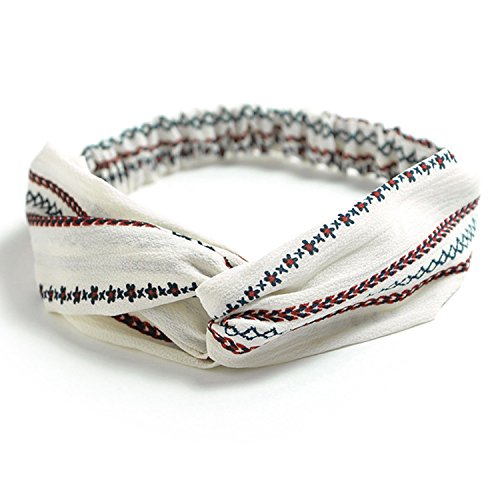 DRESHOW 10 Pack Boho Headbands for Women Vintage Cross Elastic Head Wrap Hair Accessories - color: 10 Pack C: Flower Printed Series VI