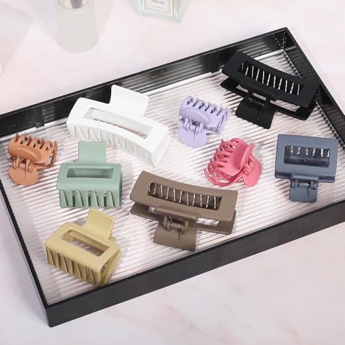 CHANDAT Medium Claw Hair Clips Set for Women - 3 Styles, 9PCS Rectangle Hair Clips for Thick Hair, Square Clips for Thin Hair - Multicolor - color: Multicolor