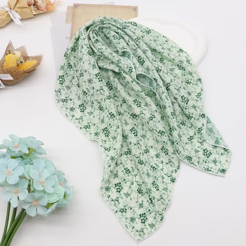 Bandanas for Women Men 21"x21" Floral Headband Scarf Versatile Hair Bandana Square Head Scarf - color: Mint Light Green