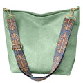 Hobo Bags for Women Crossbody Bag Guitar Strap Purse Vegan Leather Shoulder Handbags Boho Purses Tote Bucket Bag - color: Light Green