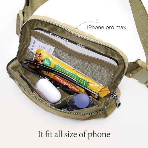 ODODOS Unisex Mini Belt Bag with Adjustable Strap Small Fanny Pack for Workout Running Traveling Hiking, Khaki Green - color: Khaki Green