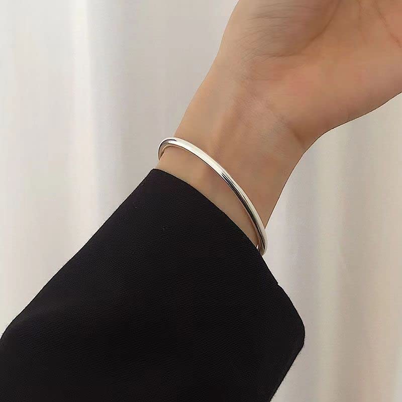 Sterling Silver Bangle Bracelets for Women,Fashion Jewelry Simple Adjustable 925 Silver Cuff Bangles for Women Mom Wife Valentine Mothers Day Gift - color: style-3