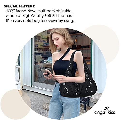 Angelkiss Hobo Purses and handbags for Women Satchel Handbag Women Purses Large Daily Shoulder Bags | Purses - color: Black