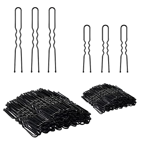 Hair Pins for Women, IKOCO 2inch and 2.75inch U Shaped Hair Pins for Buns with Storage Box, 50Pcs of each size, Black - color: Black