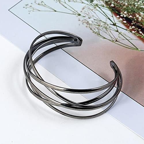 Gold Bangle Bracelets for Women Gold Arm Cuffs Upper Jewelry Bracelets Cuff Multi-layer Bangle Bracelet Adjustable Wide Cuff Bracelet - color: Silver