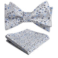 Alizeal Mens 2pcs Classic Floral Pattern Self-tied Bow Tie and Handkerchief Set - color: 045-gray+navy Blue