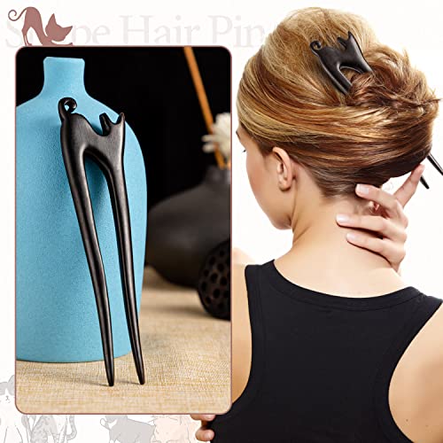 2PCS Wooden Hair Sticks French Twist Hair Pin, Handmade Ebony Sandalwood Hair Forks Hair Sticks for Buns, Vintage Chinese Hair Pins Hair Chopsticks for Long Thick Hair Women Chignon Bun Updo Hairstyle