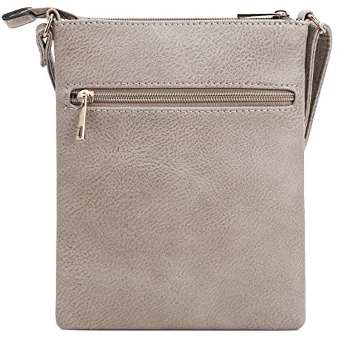 DELUXITY Crossbody Purse Bag Shoulder Bag Multi Pocket Zipper Purse - color: Taupe