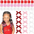 Valentine’s Day Large Hair Beads 45PCS Bow Hair Clips Acrylic Beads for Braids Satin Small Hair Bows Cute Loc Hair Accessories for Women Girls - color: White