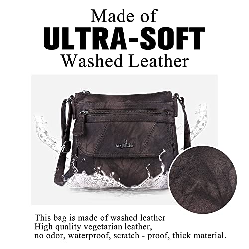 Angelkiss Small Womens Crossbody Bag Leather Shoulder Purse for Women Hobo Bag with Adjustable Shoulder Strap - color: Coffee