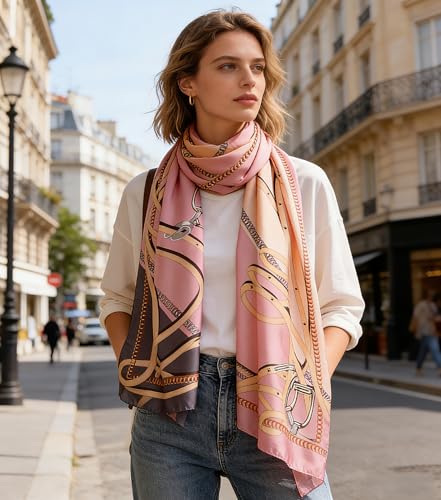 Silk Scarf Mulberry Silk Fashion Scarves Long Lightweight Shawl Wrap … - color: W05