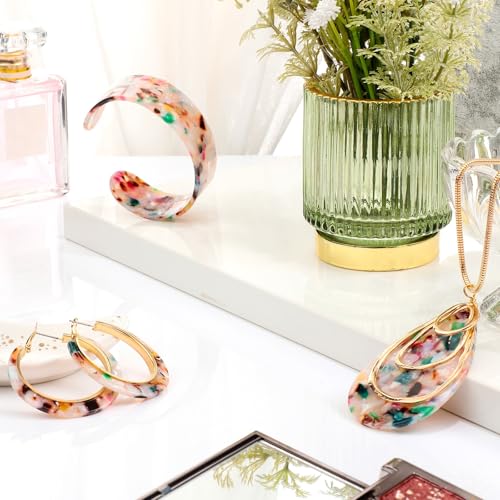 Kenning 4 Pcs Boho Jewelry Set for Women Summer Earrings Necklace Set with Bracelet Colorful Acrylic Statement Jewelry - style: Water Drop
