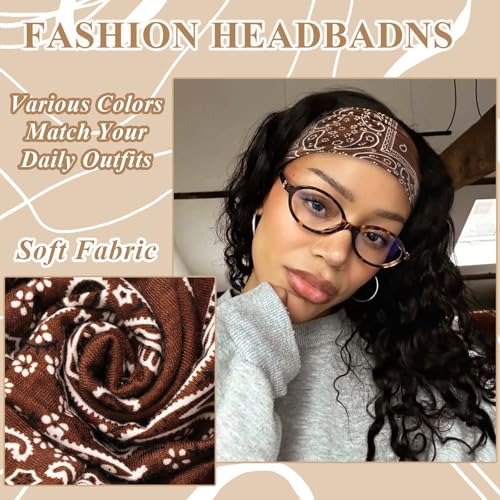 Bandana Headband Boho Head Bands For Women Wide Head Wraps Soft Turban Headband African Paisley Hair Bandana Scarf Headbands Stretchy Hair Band For Women Teen Girls - color: Style 148