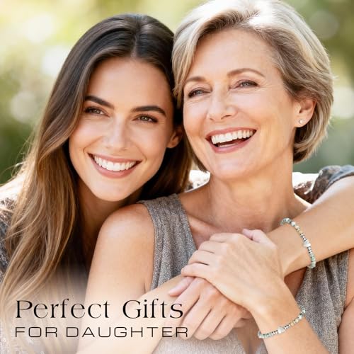 Inspirational Gifts Bracelets for Women: Healing Natural Stone Beaded Bracelets - Mothers Day Birthday Graduation Christmas Gifts for Women Friends Mom Daughter Sister Bestie - color: Amazonite-Daughter