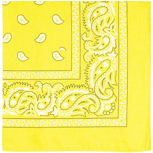 Raylarnia Bandana Multi-Purpose 100% Cotton Headbands for Women, 22 inch Paisley Cowboy Bandanas for Men - color: Yellow