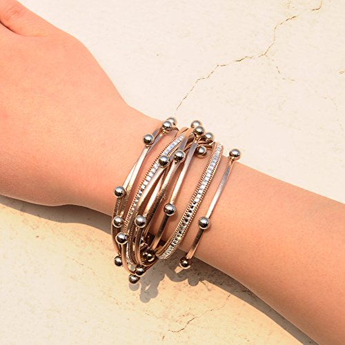 Artilady Leather Wrap Bracelets for Women - Pearl Bracelets Handmade Clasp Bangle Bracelet with Beads Jewelry Gift for Women and Mother - style: Rose Gold
