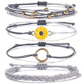 FANCY SHINY Easter Gifts Basket Stuffers Sunflower String Bracelet Boho Braided Rope Wrap Bracelets Cute Summer Beach Surfer Jewelry for Women - color: Grey
