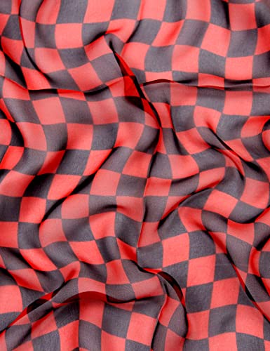 PANTONIGHT Long Chiffon Fashion Scarf Lightweight Chiffon Sheer for women - color: Red Black