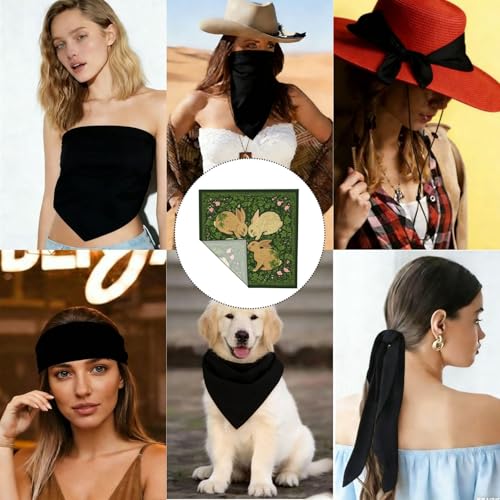 Head Scarf Hair Neck Scarves for Women Fashion Silk Satin Purse Bag Scarfs Handbags Bandana Neckerchief - color: Flower Rabbit Green