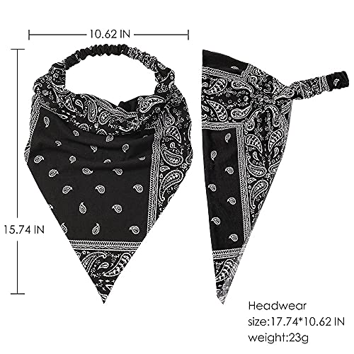 Vercret 6 Pack Hair Scarf Headband for Women Elastic Bandana Head Scarf Large Boho Triangle Kerchief with Clips Non Slip Scarves - color: B Pack Dark Colors