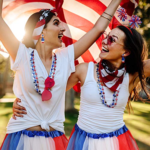Hicarer 6 Pcs 4th of July Tutu Set Women Red White and Blue Accessories 250th Tutu Patriotic Costume Independence Day Favors - color: Red Blue White