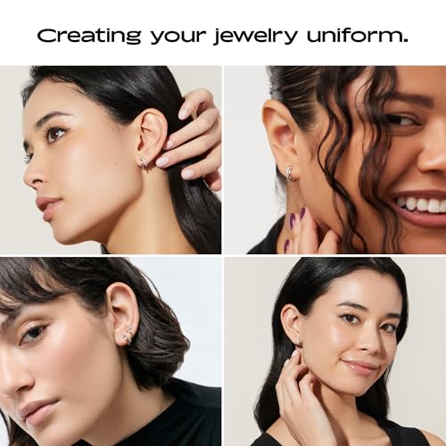 Ana Luisa Double Hoop Earrings for Women - 14K Gold Plated & Silver Rhodium Huggie Hoops - Hypoallergenic, Water-Resistant, Tarnish-Free, Small, Dainty & Trendy Two Hoop Earring Styles for Daily Wear - color: Silver Cubic Zirconia, size: Mini