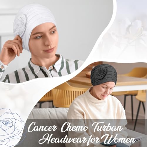 JenPen 4 Pcs Cotton Chemo Headwear for Women Turban Soft Cancer Head Scarf Hats Beanie Elastic Hair Wraps - color: Solid Color