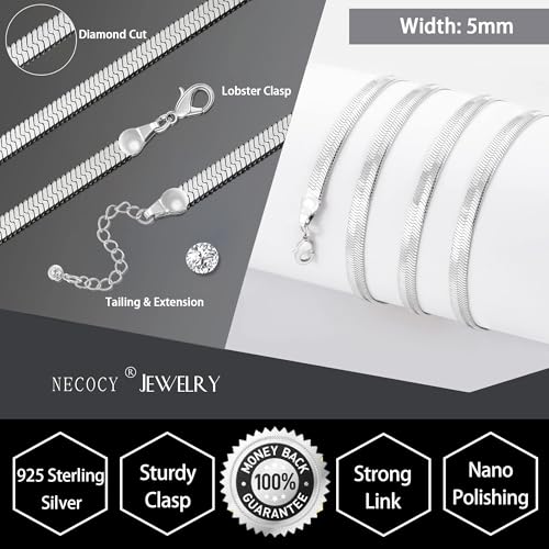 NECOCY 14K Gold Plated Necklaces for Women, Dainty Gold Herringbone Choker Necklace Thin Layered Snake Chain Jewelry for Gifts - color: SL-5MM 16" Herringbone Necklace