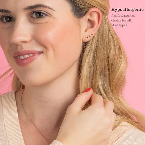 Kezef 14K Gold Filled Ball Stud Earrings for Women - Thick 14K Gold Layer, Hypoallergenic for Sensitive Ears, Round Studs | 3mm-9mm - style: 3mm,4mm,5mm,6mm,7mm