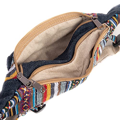 Freakmandu Eco-Friendly Boho Hippie Style Hemp Fanny Pack Blue Hip Waist Bag for Hiking Running Jogging (Azure) - color: Azure