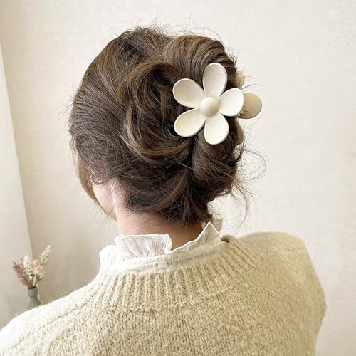 AOENJIE Flower Hair Clips 8PCS, Hair Claw Clips for Women Thick Thin Hair, Flower Claw Clips Matte Non Slip Strong Hold Hair Clips for Women Girls, Large Cute Claw Clips Big Hair Jaw Clips 8 Colors - color: Pink, Coffee, Light Pink, Rose Red, Beige, White