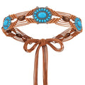 WHIPPY Boho Turquoise Belt for Women Wax Rope Braided Waist Belt Western Hand-Woven Bead Tassel Belts for Dress, 2” Wide - color: Brown