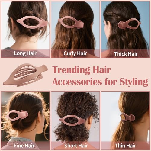 9 Pack Flat Hair Clips for Women, Matte Claw Clips for Thick & Thin Hair (Pink) - color: Pink-Regular