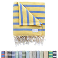 Cape Comforts Oversized Turkish Beach Towel, Striped Pale Yellow & Powder Blue - 37'' x 67'' - Super Soft & Lightweight - Quick Dry Sand Free Travel Towels for Beach or Bath - Gifts