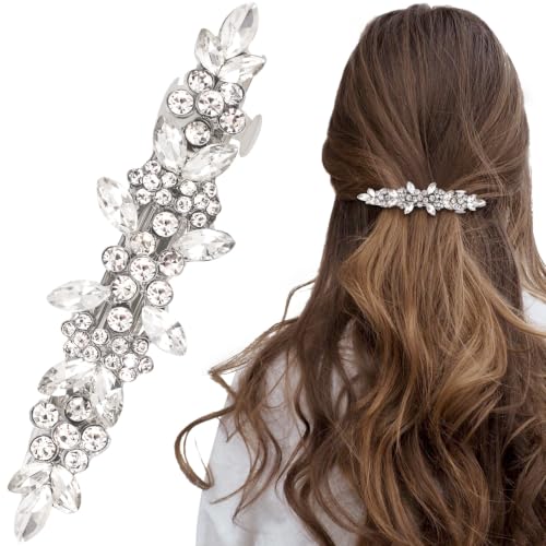 Joez Wonderful Rhinestone Hair Barrettes Pins for Women, Silver | Sparkly flower hair barrette accessories, non-slip, alloy made, for weddings, birthdays, parties, engagements, balls, brides - color: Rhinestone Butterfly Silver D