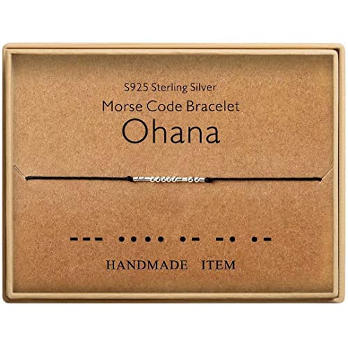 KGBNCIE Inspirational Gifts for Women, Morse Code Funny Gifts Bracelets for Women, S925 Sterling Silver Morse Code Bracelets Friend Gifts - style: 15 Ohana